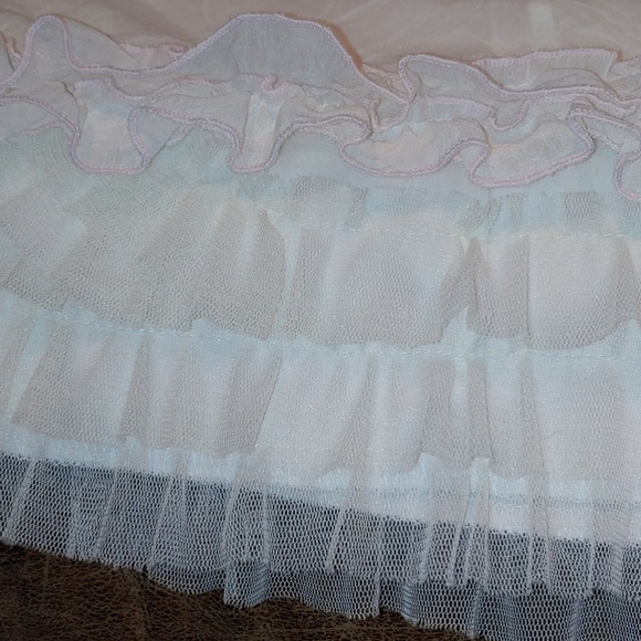 NWOT White Chiffon Pink Detail Sleeveless Dress - Picture 8 of 8